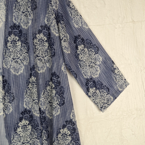 Fly Curvy Kimono Cover Up 2XL Blue White Floral Plus Size Cover-up - Picture 6 of 13